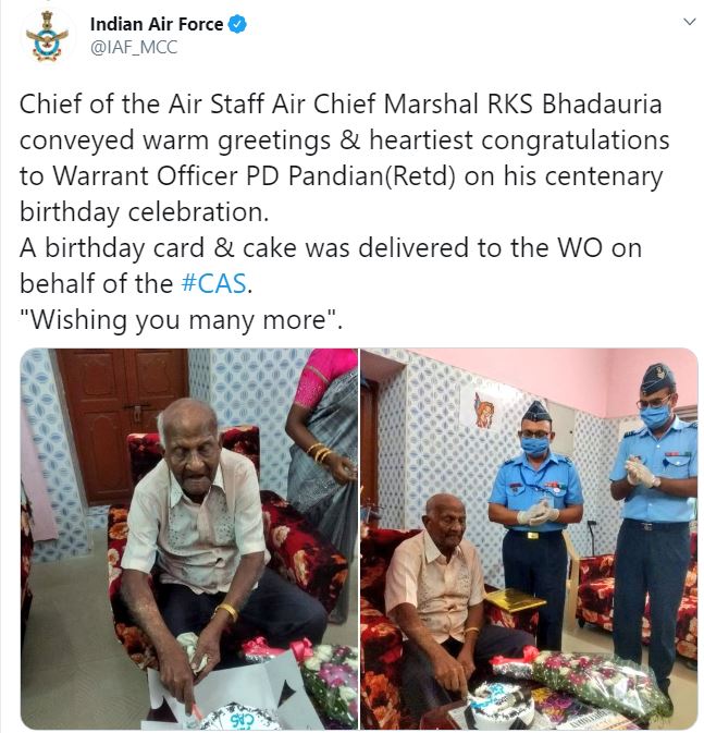 iaf-chief-conveys-greetings-to-retired-warrant-officer-on-his-100th-birthday