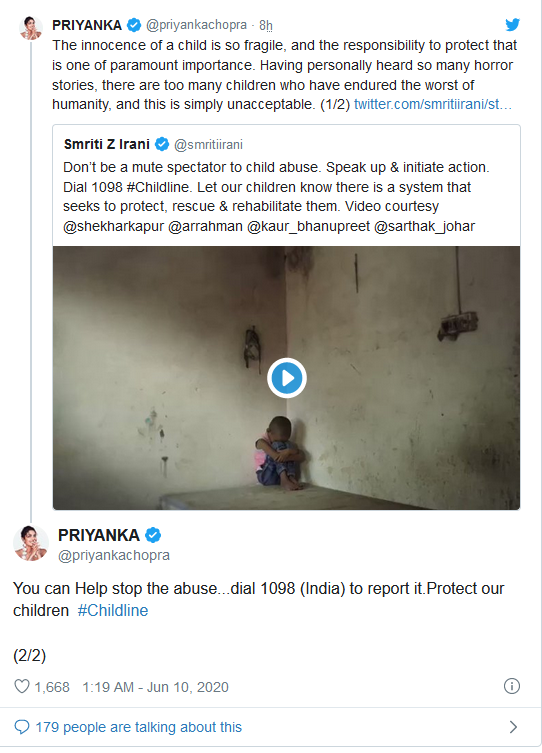 priyanka chopra raises her voice against child abuse saddened