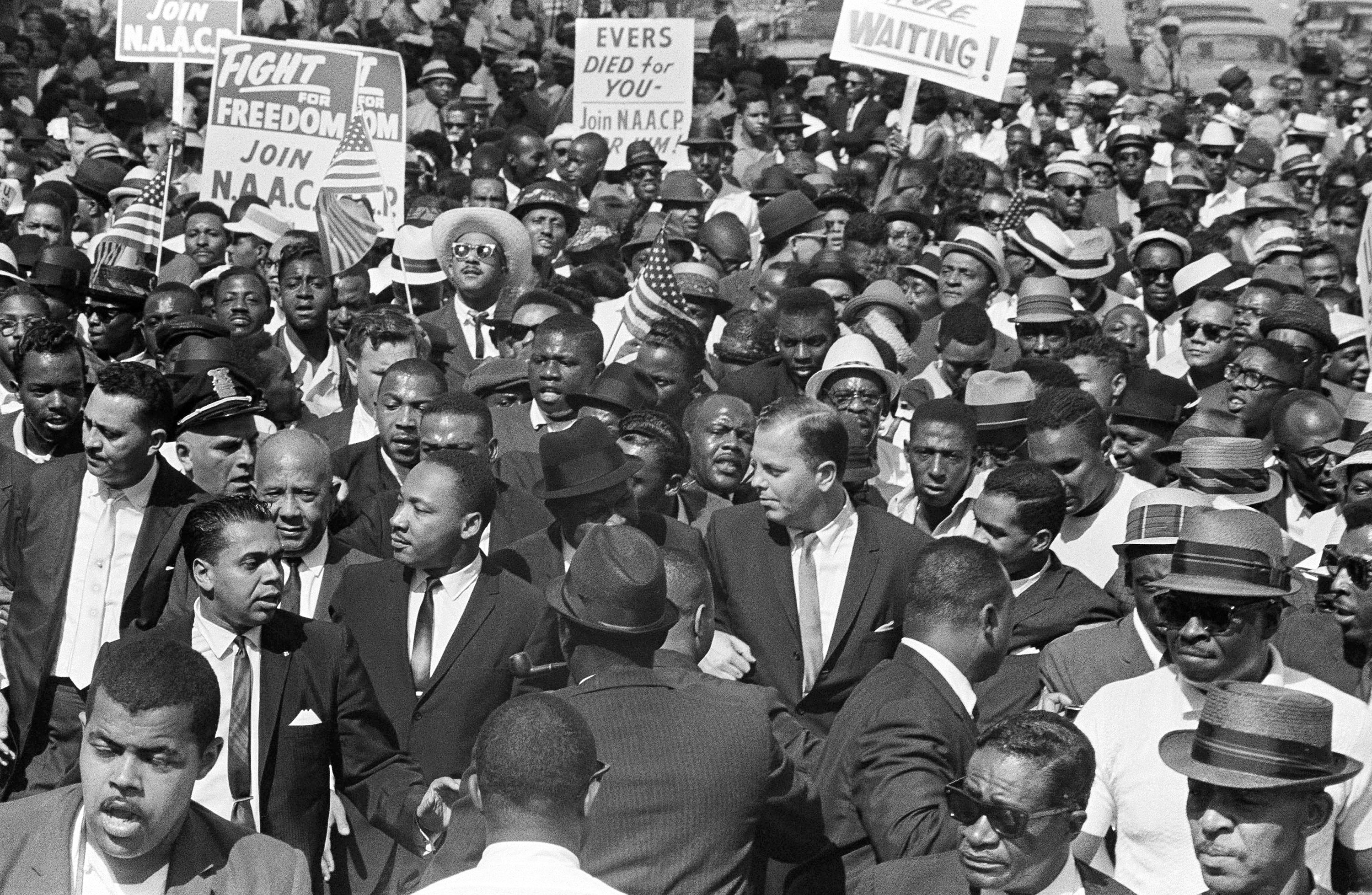 TheRev. Martin Luther King joins Detroit's Freedom March in 1963.