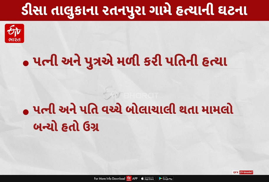 ડીસા તાલુકાના રતનપુરા ગામે પુત્ર અને પત્નીએ મળી કરી પતિની હત્યા