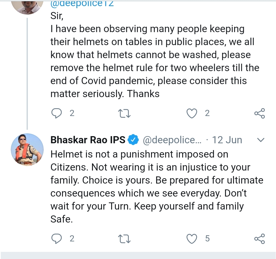 Bengaluru police Commissioner tweet