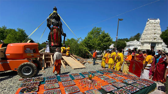 Hindu Temple of Delaware install 25 feet tall Hanuman statue