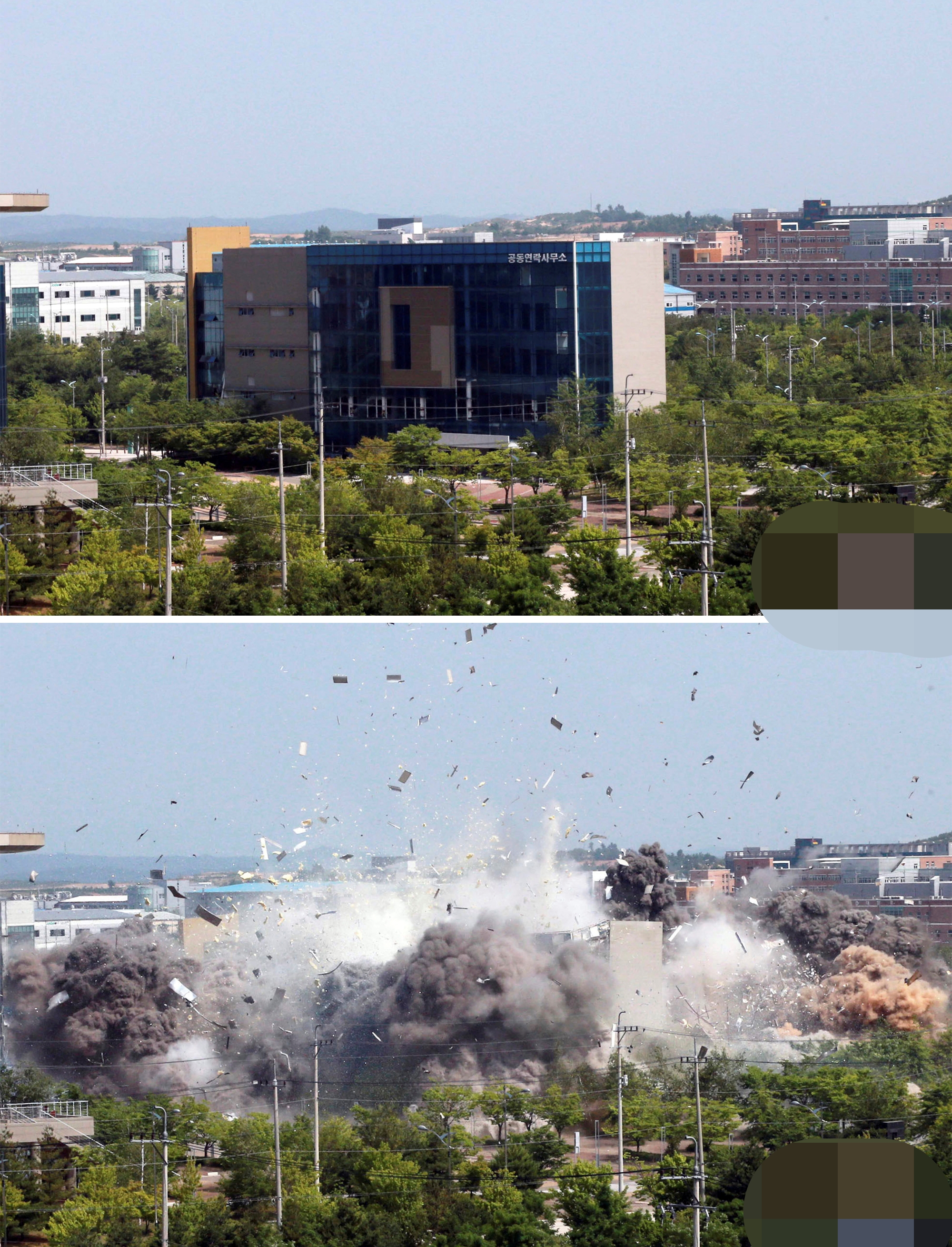 The explosion of an inter-Korean liaison office building in Kaesong, North Korea, on Tuesday.