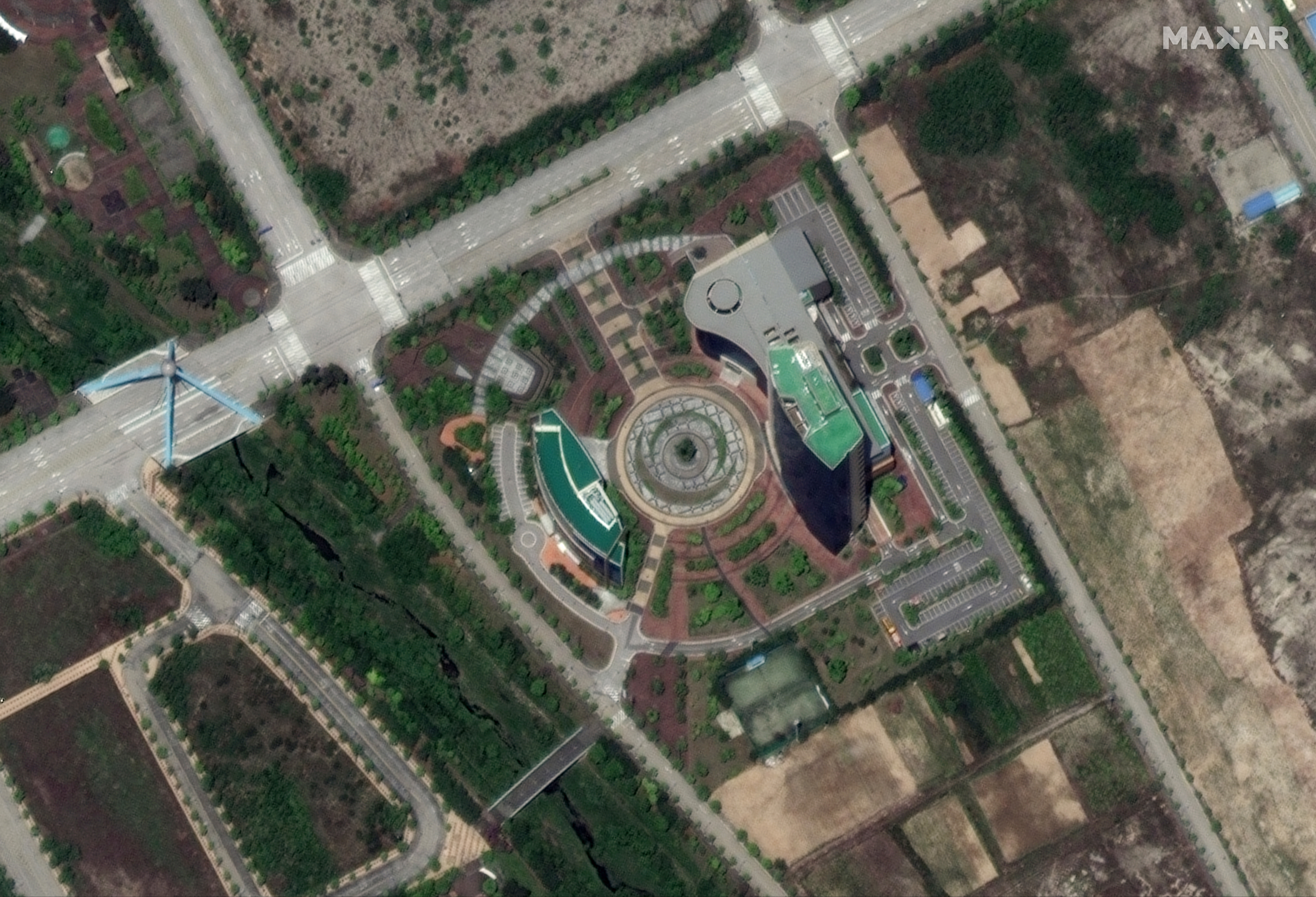 An inter-Korean liaison office building at a shuttered joint industrial park in Kaesong, North Korea.