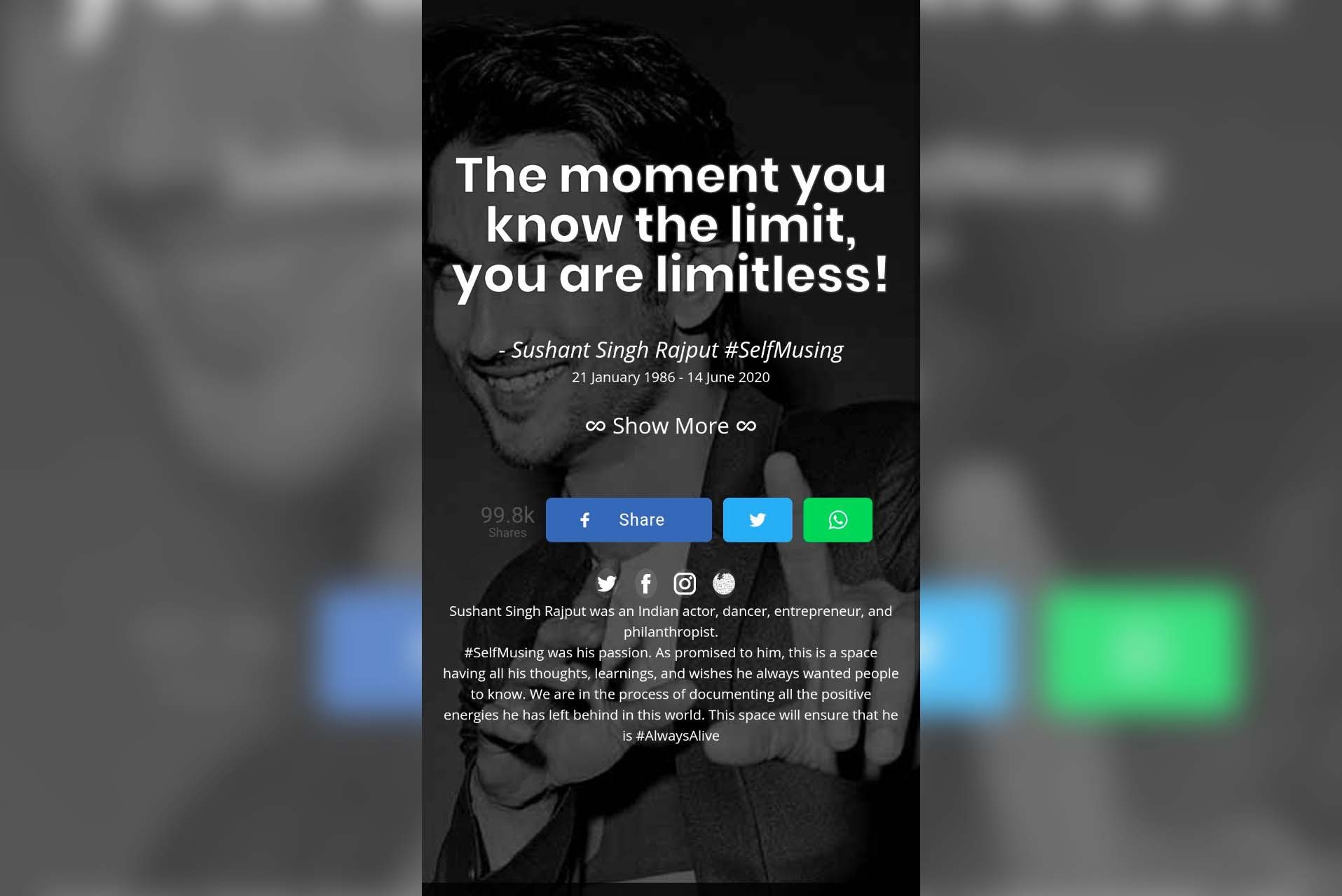 Sushant's team launches new website to share 'all the positive energies'