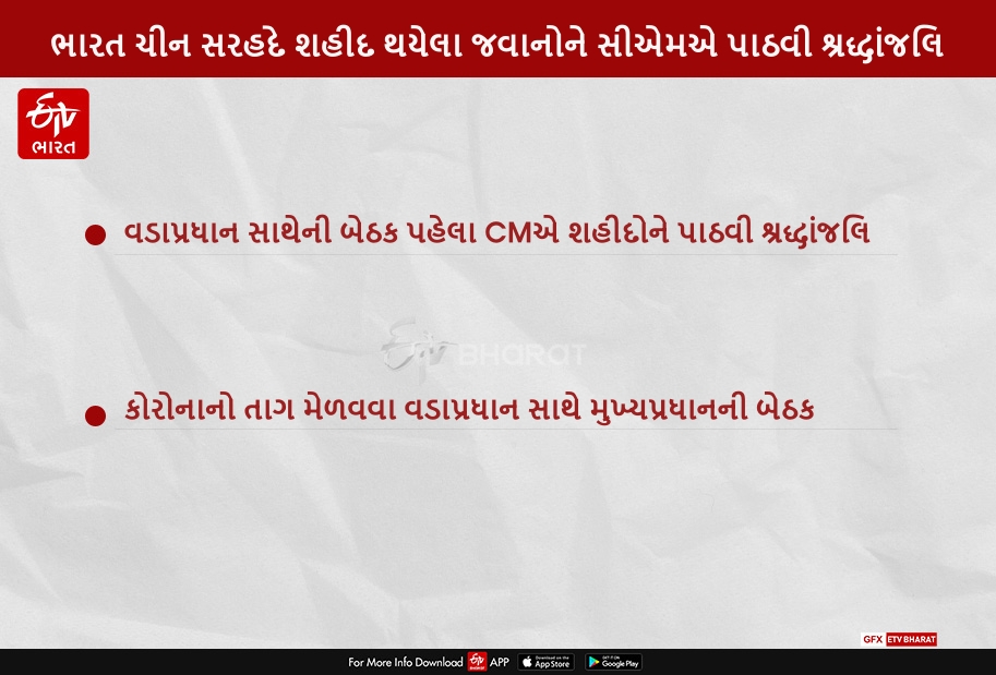 ભારત-ચીન સરહદ પર શહીદ થયેલા જવાનોને CM રૂપાણીએ અર્પિત કરી શ્રદ્ધાંજલિ