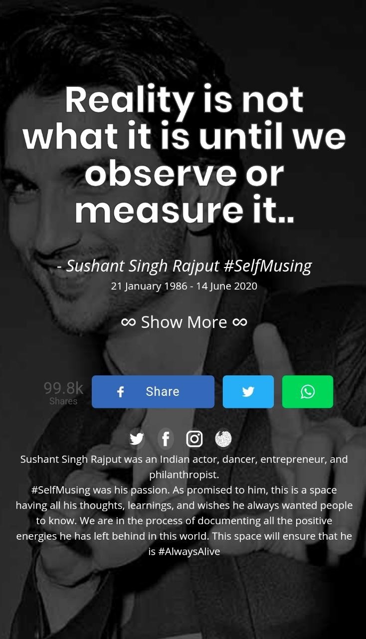 sushant singh rajput website to share  all the positive energies