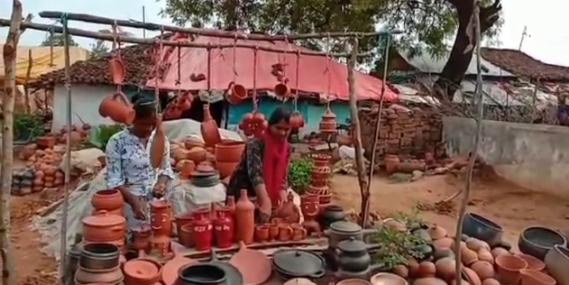 designer clay pots and various items