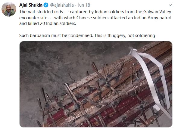 Sticks embedded with nails clubs used to attack Indian soldiers in Galwan Valley