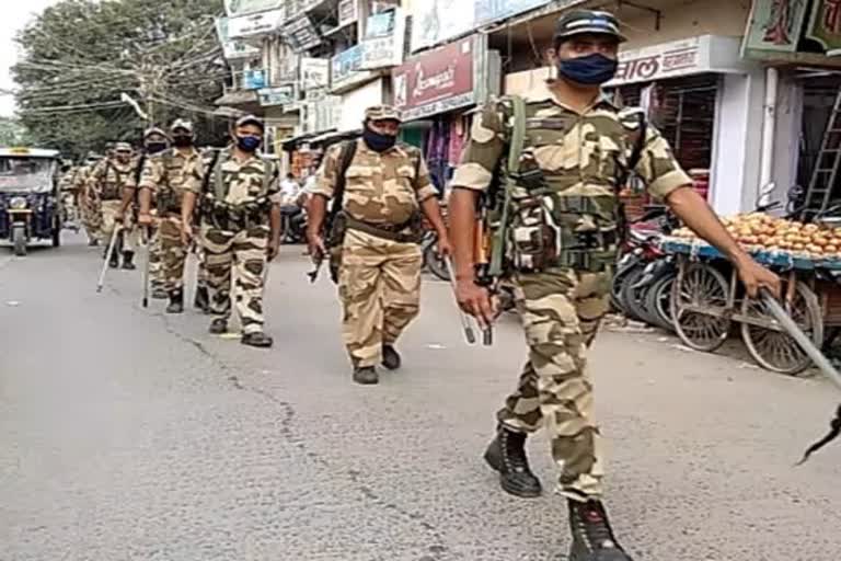 para military force takes out flag march regarding assembly election 2020 