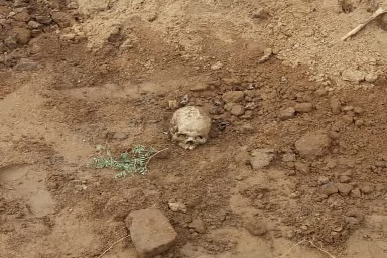 Human skeletons are coming out of sand and soil excavation