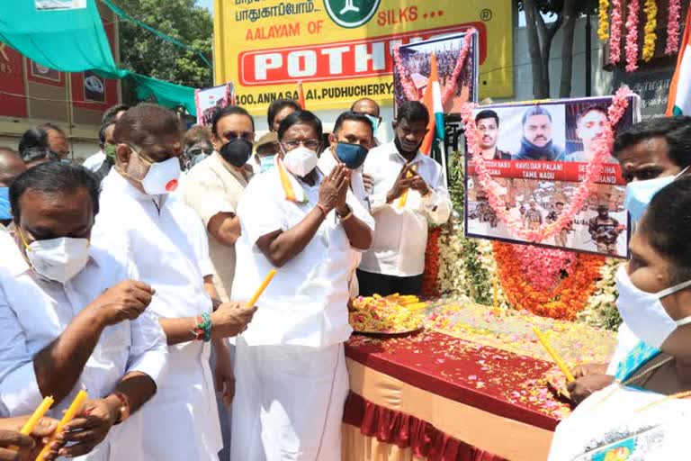 Puducherry congress tribute indian soldiers