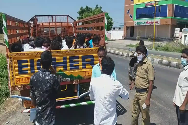 Police arrived in a mini truck and fined 50 people