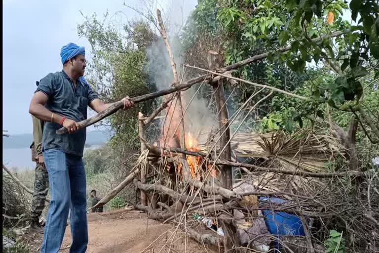 dozens of illegal mahua brewery demolished in nawada