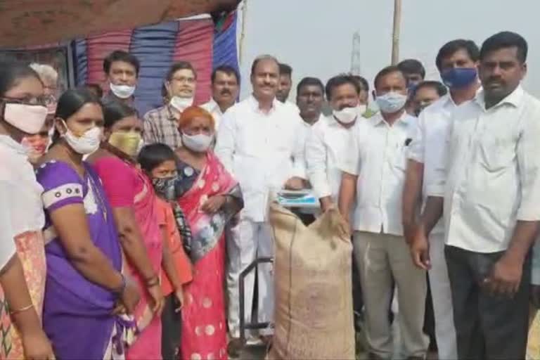 mla bandla krishna mohan reddy, grain purchase centers inauguration 