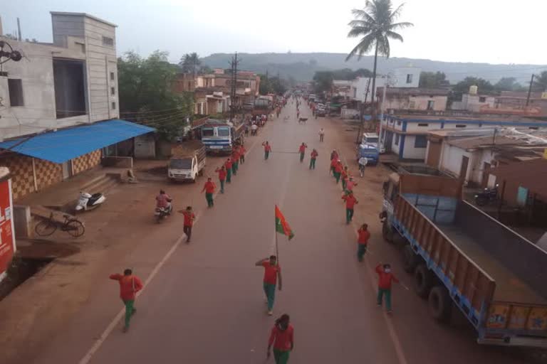 Flag march on the 29th martyrdom day of Shaheed Niyogi