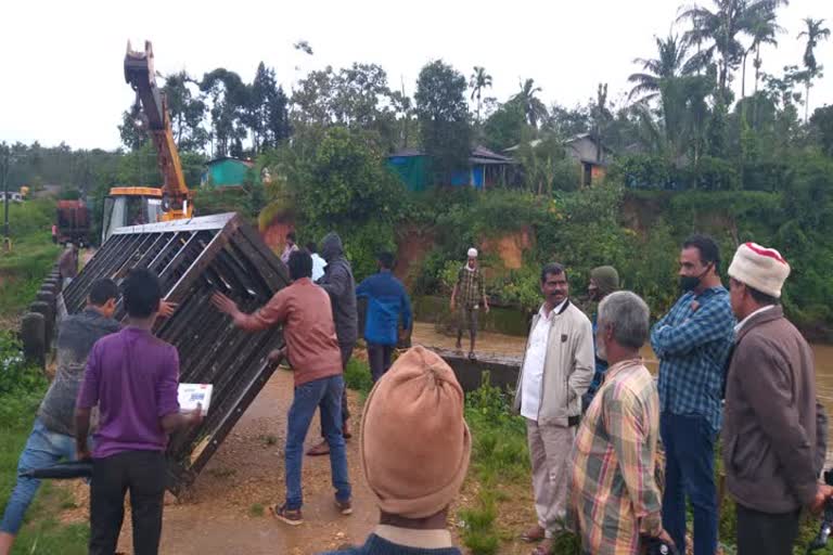 construction of temporary bridge at Bunkenahalli