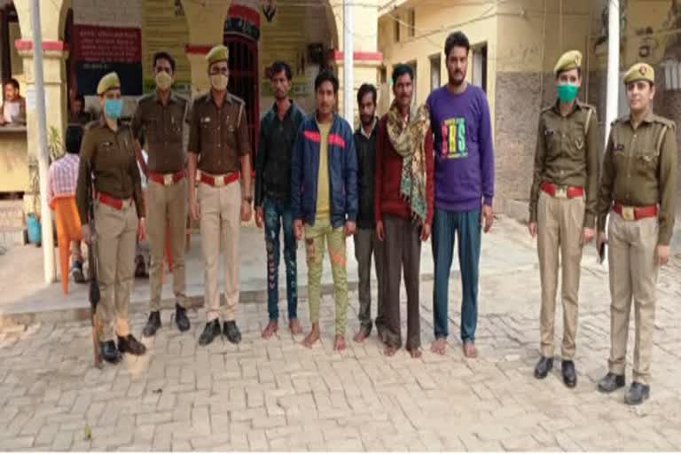 police arrested five gamblers and sent them to jail in malihabad lucknow