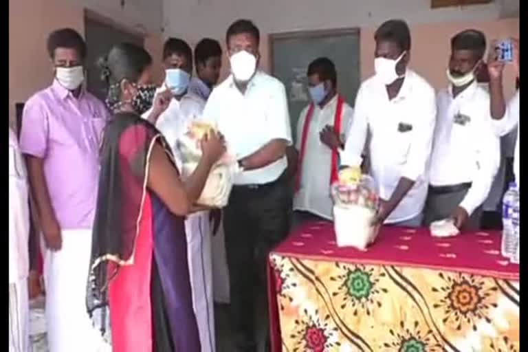 M P Thirumavalavan gives relief commodities in Perambalur