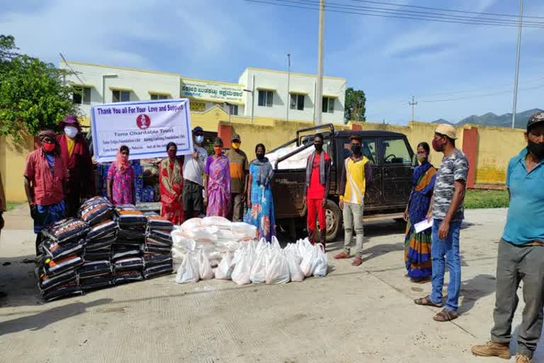  Distribution of food kit from Tibetans to locals