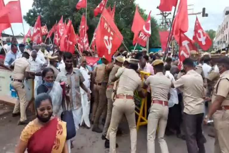 CPI protest against farm act at nagarkovil