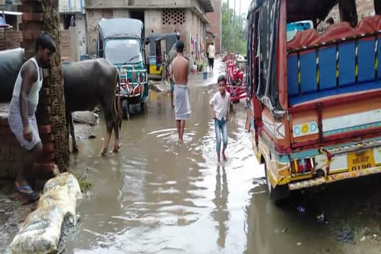 water logging in street and road