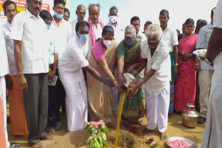 Minister Valarmati Pooja for the construction of the cement road