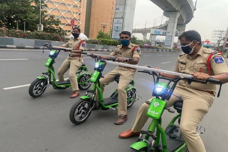 e bikes patrolling in madapur