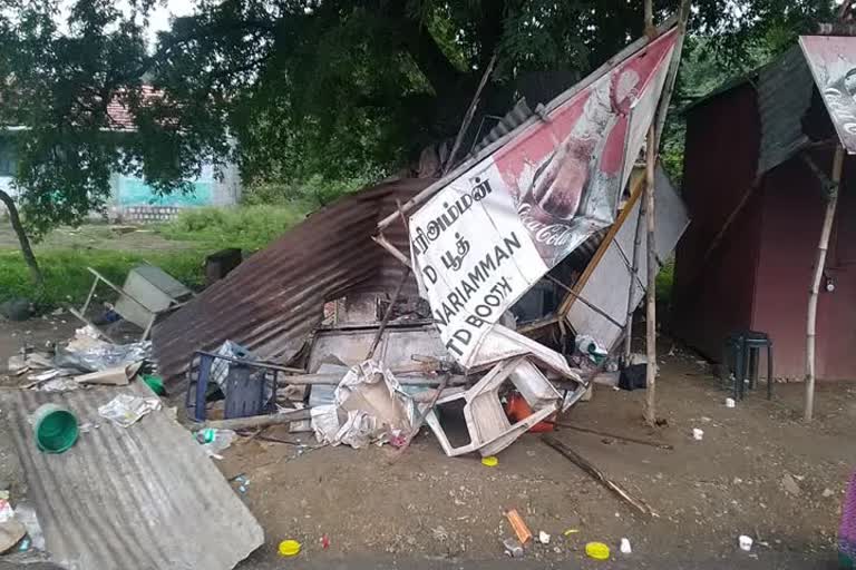 Wild elephant damaged roadside shops in sathyamangalam