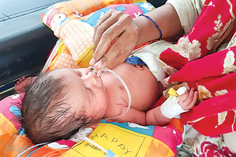  Newly born baby Breathing trouble in Khammam district