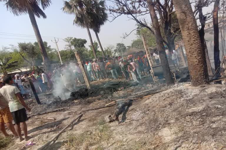 Lakhs worth of property burnt due to falling electric wire in Muzaffarpur