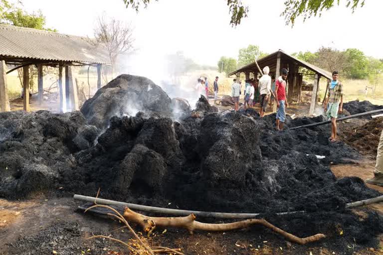 haystack burned in fire accident