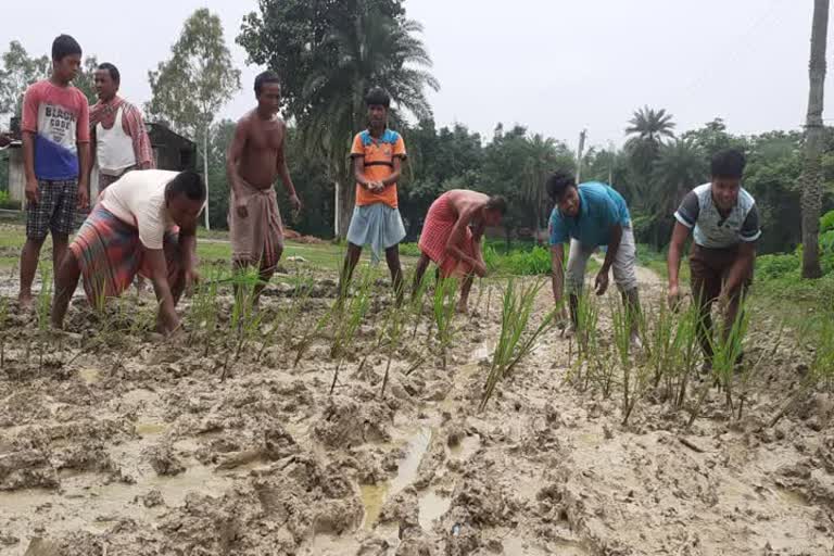 Demanding for repair road villagers showing protest