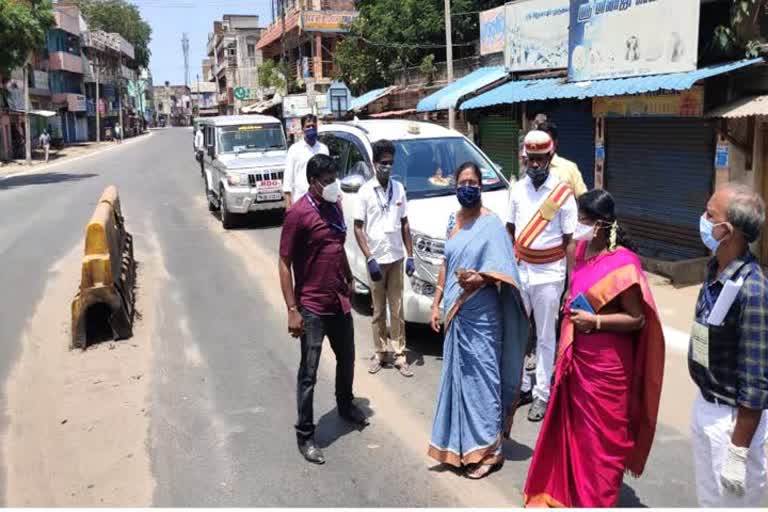  Thiruvallur collector conducted review inspection at meenjur regarding lockdown