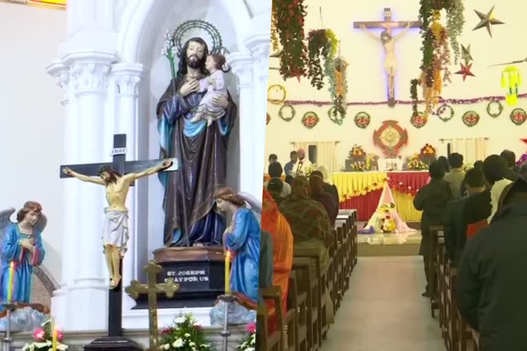 Devotees gather for Christmas prayers at a churches in India