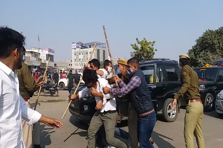 NSUI clash with Bhilwara police, Abhishek Chaudhary visits Bhilwara