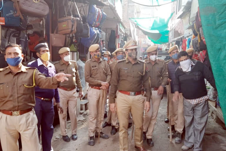 Police foot march in Kapasan Chittorgarh, action on encroachment in Kapasan Chittorgarh