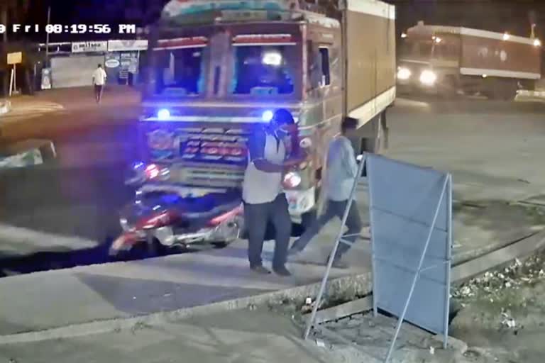 Container truck road accident