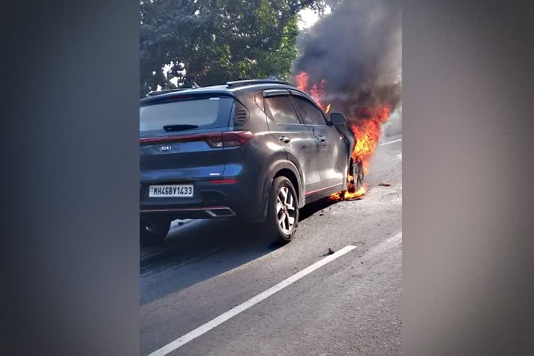 burning car in Matheran Ghat