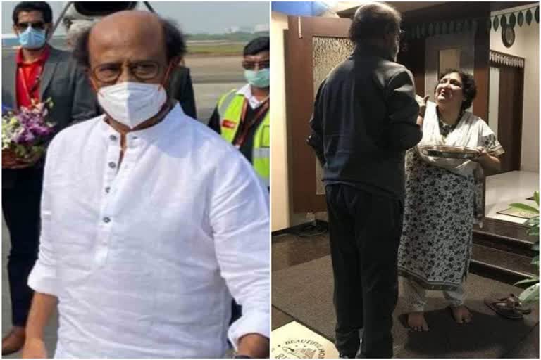 Rajinikanth's wife welcomes him home with aarti