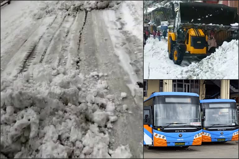 बर्फबारी से बस रूट प्रभावित