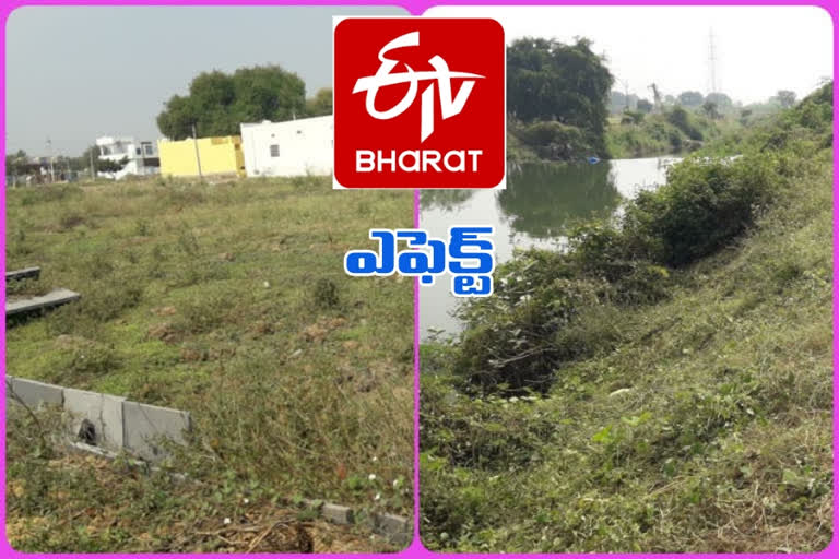 eenadu etv bharat effect on illegal  occupancy at jurreru lake