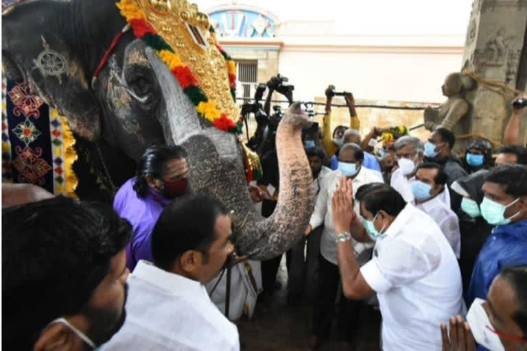 CM Edappadi Palanichamy paid a visit to the  Srirangam Ranganathar Temple in Trichy