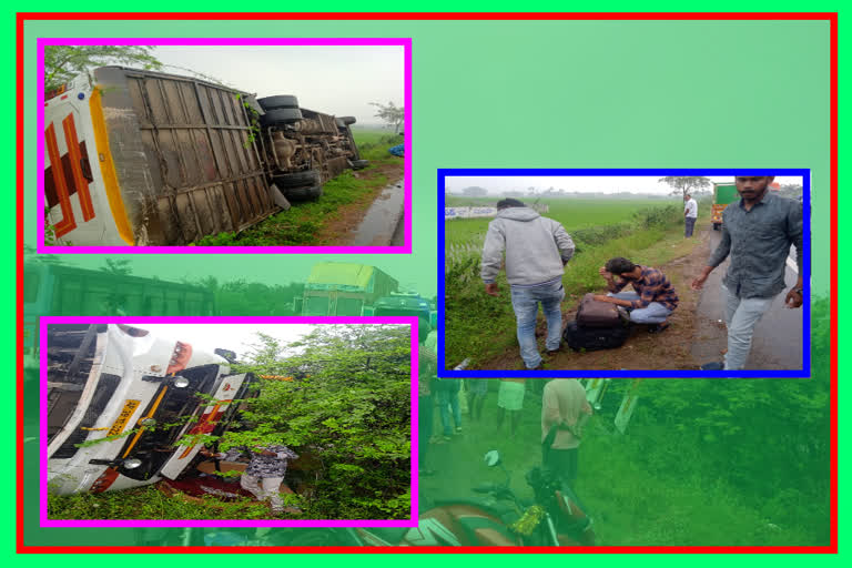 Private bus overturns at formation zone in Chittoor district