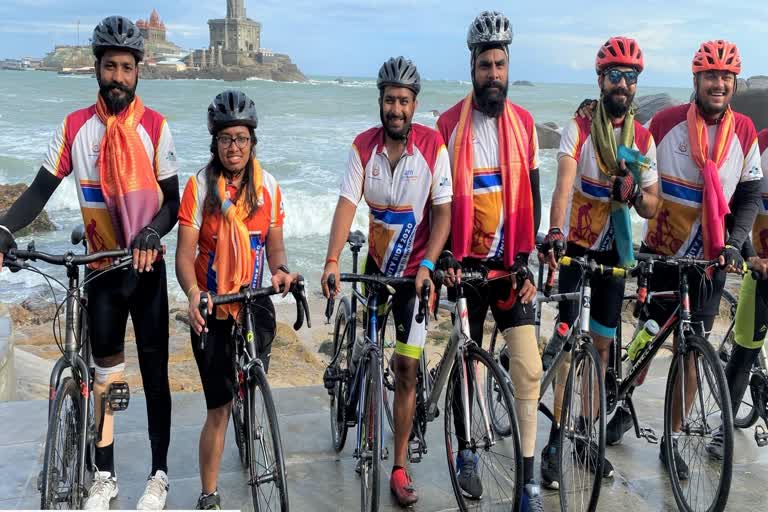 Para cyclist complete cycle ride from Kashmir to kanyakumari