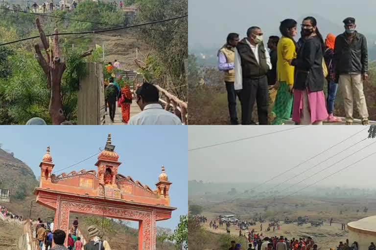 Crowds of devotees gathered in temples