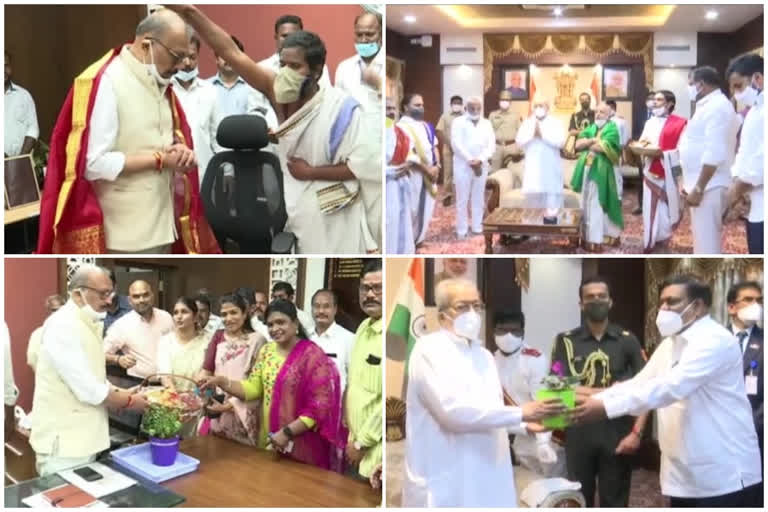 ttd priests blessings to governor and cs