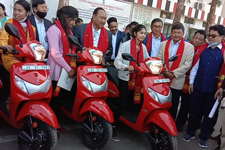 Assam govt distributes two wheelers to girl students