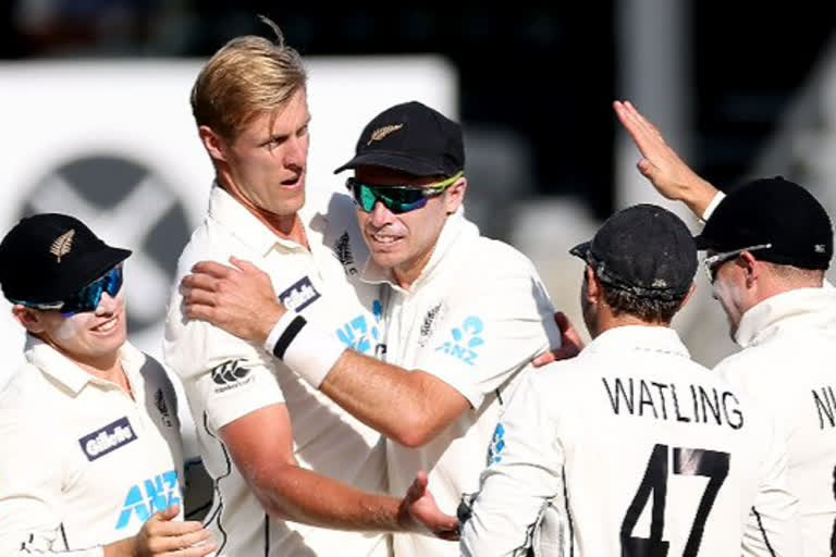 pakistani team piles up in front of Jamieson's excellent bowling