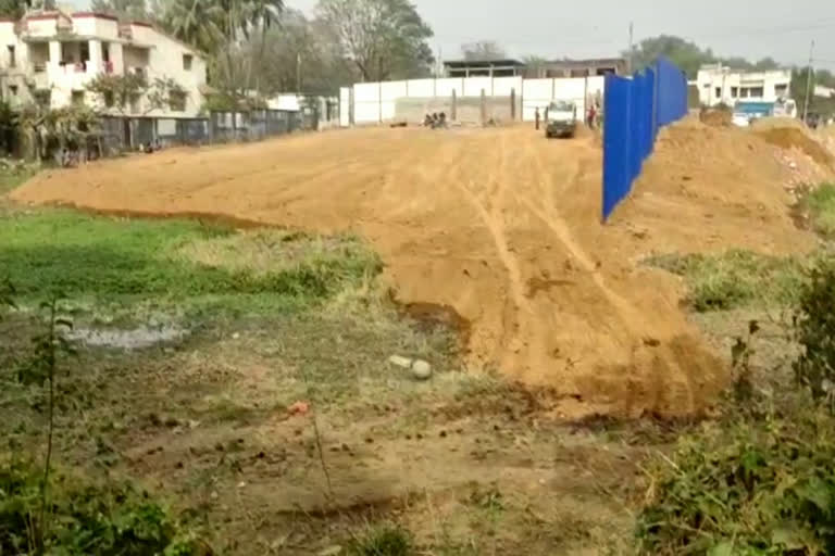 building was being built after leveling the pond in dhanbad